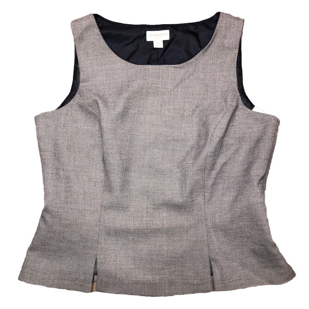 Liz Claiborne Top 14 Navy Play It Cool Woven Sleeveless Contour Lined NEW